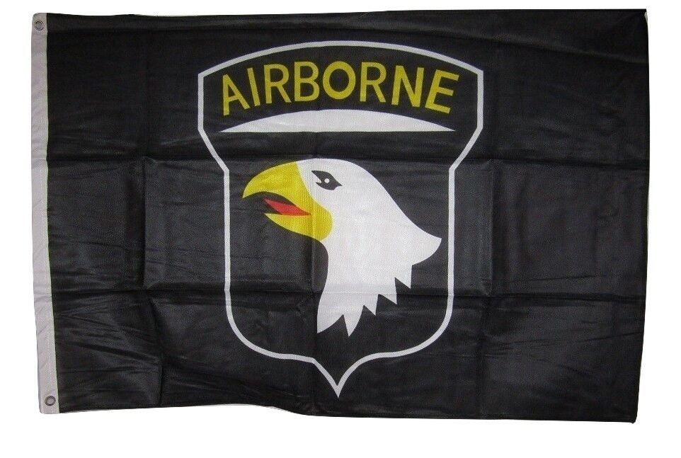 ARMY 101st Airborne Division Black 3x5 Polyester Flag - 3'x5' United States Army 101st Airborne Division Logo