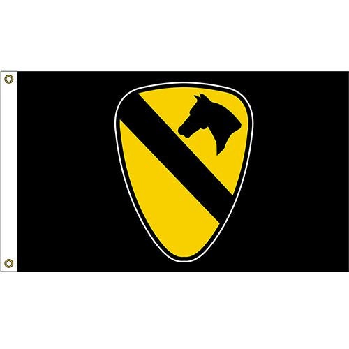 ARMY 1st Cavalry Division Black 3x5 Polyester Flag - 3'x5' United States Army First Cavalry Division Logo