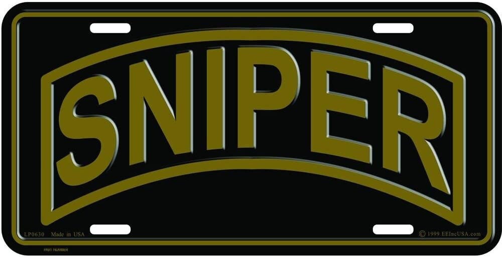 SNIPER Metal License Plate - United States Military Infantry Combat Sniper License Plate