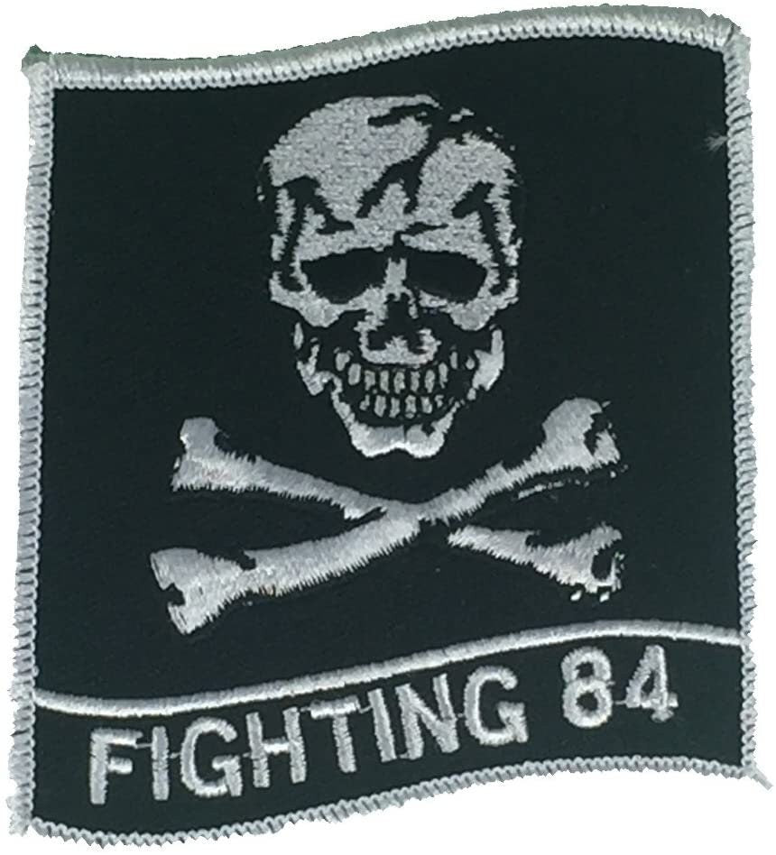 United States Navy FIGHTING 84 Embroidered Patch Applique - U.S. Navy VF-84 Skull Crossbones Jolly Roger Patch USN