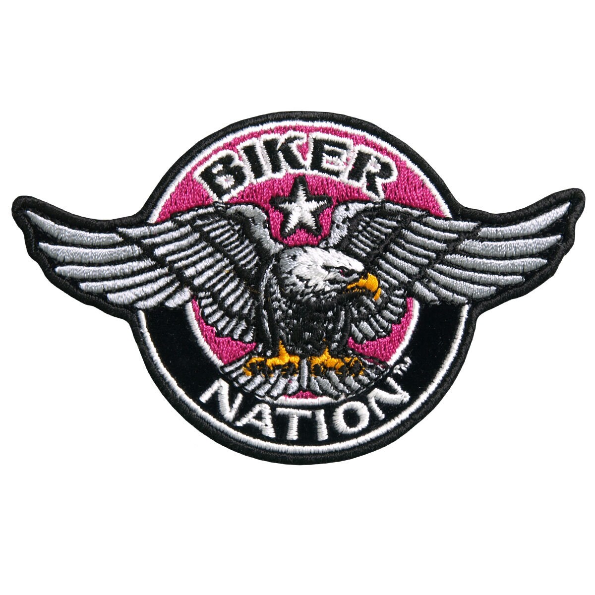 BIKER NATION Pink Patch - Biker Women Girl Motorcycle Embroidered Patch Appliqué