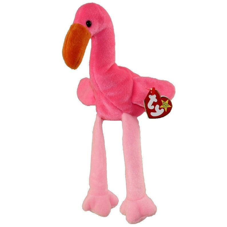 PINKY The Flamingo Ty Beanie Baby Retired Beanbag Plush - New with Tags - Flamingos Bird