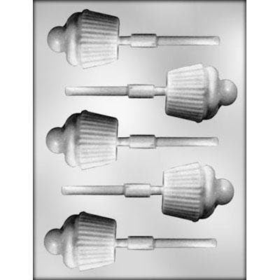 Cupcake with Cherry Sucker Chocolate Candy Mold -- Birthday Party Lolly Lollipop