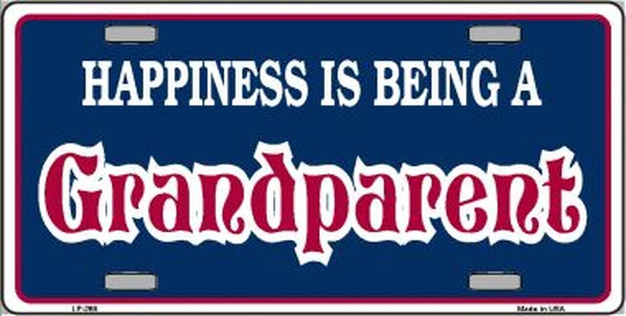 Happiness Being Grandparent Metal License Plate Sign Novelty Vanity