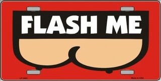FLASH ME Metal License Plate Sign Novelty Vanity Funny Boobs Craft Supply