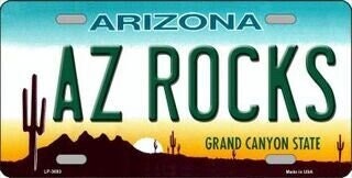 AZ ROCKS ARIZONA State Background Metal License Plate Sign Novelty Vanity