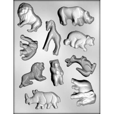 ZOO ANIMAL Assortment Pieces Chocolate Candy Mold -- Giraffe Bear Elephant Rhino Lion Kangaroo Animals Craft Supply