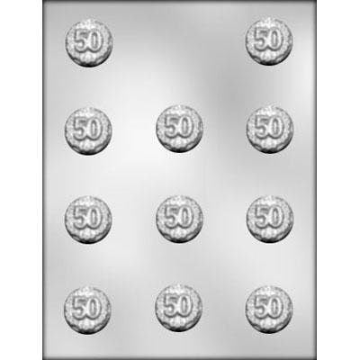 NUMBER 50 MINT Chocolate Candy Mold -- Anniversary Coin Thirty Round