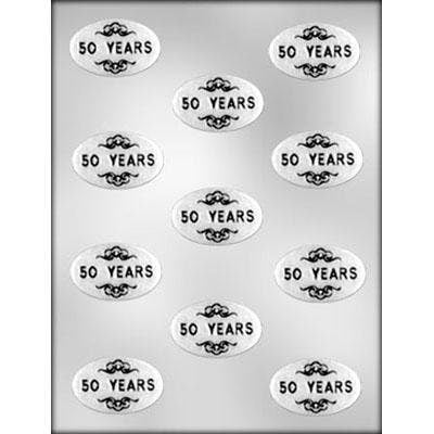 50 YEARS Oval Mint Chocolate Candy Mold -- Fifty Anniversary 50th Oval Bite Size