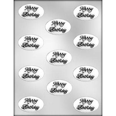 HAPPY BIRTHDAY Oval Mint Chocolate Candy Mold -- Happy Birthday Party Oval Bite Size Pieces