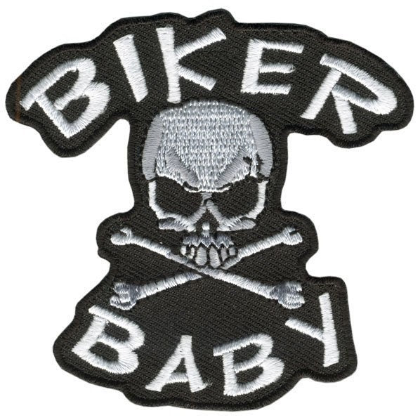 BIKER BABY Patch - Skull Crossbones Biker Motorcycle Embroidered Patch Appliqué Craft Supply