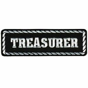 TREASURER Patch - MC Club Officer Biker Motorcycle Embroidered Patch Appliqué Craft Supply