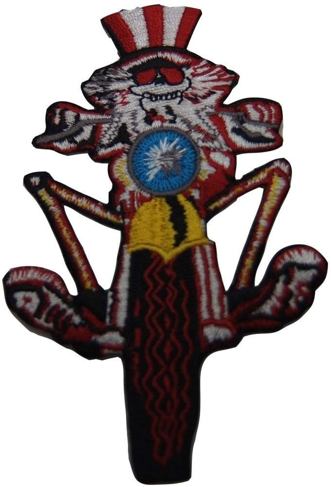 GRATEFUL DEAD Uncle Sam on a Motorcycle Patch - Embroidered Rock Band Patch Applique