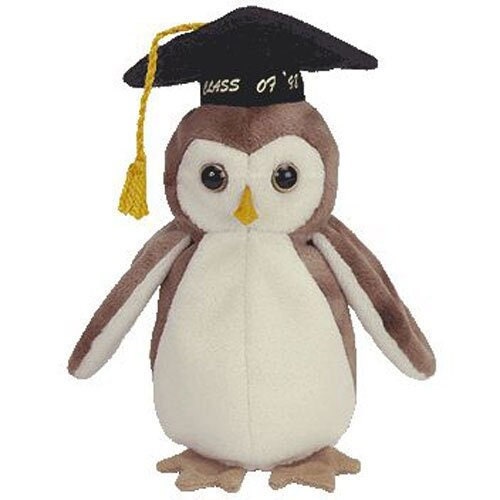 WISE The 1998 Graduation Owl Ty Beanie Baby Retired Beanbag Plush - New with Tags