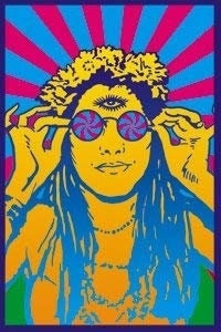 Psychedelic Hippy Chick Magnet for Refrigerators and Lockers - 60's Retro