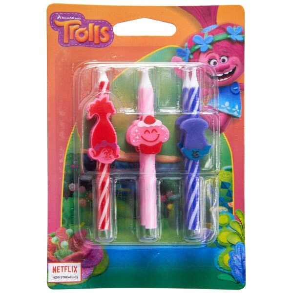 TROLLS Birthday Candles - Dreamworks Poppy Branch Bridget Cake Toppers for Birthday Party Decoration