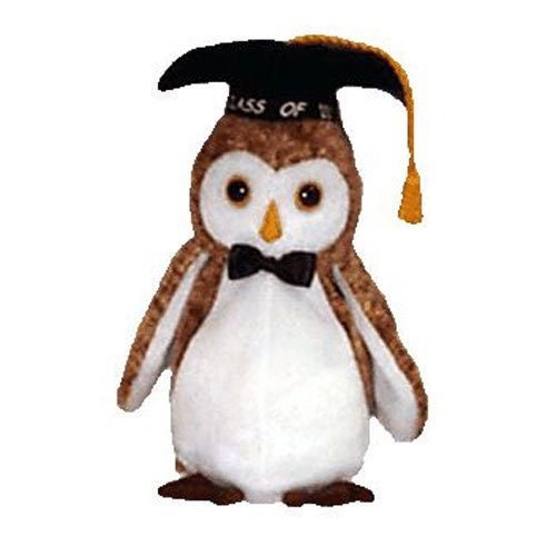 WISEST The 2000 Graduation Owl Ty Beanie Baby Retired Beanbag Plush - New with Tags