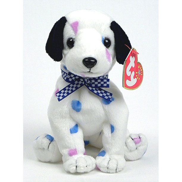 DIZZY the Dalmatian Black Ears Ty Beanie Baby Beanbag Plush - New with Tags Vintage Retired 08/08/2001