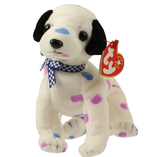 DIZZY the Dalmatian Black Ears Ty Beanie Baby Beanbag Plush - New with Tags Vintage Retired 08/08/2001