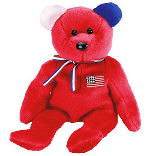 AMERICA the Bear (RED) Ty Beanie Baby Beanbag Plush - New with Tags Vintage Retired