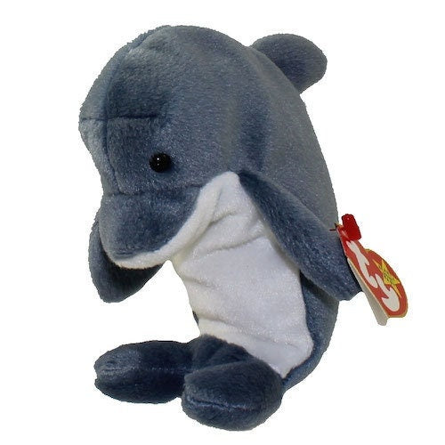 ECHO the Dolphin *ODDITY* (w/ Waves Hang & Tush Tags) Ty Beanie Baby Beanbag Plush - New with Tags Vintage Retired 1990s