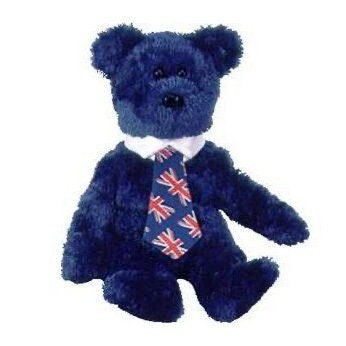 POPS the Bear (UK TIE Version) Ty Beanie Baby Beanbag Plush - New with Tags Vintage Retired 07/17/2002