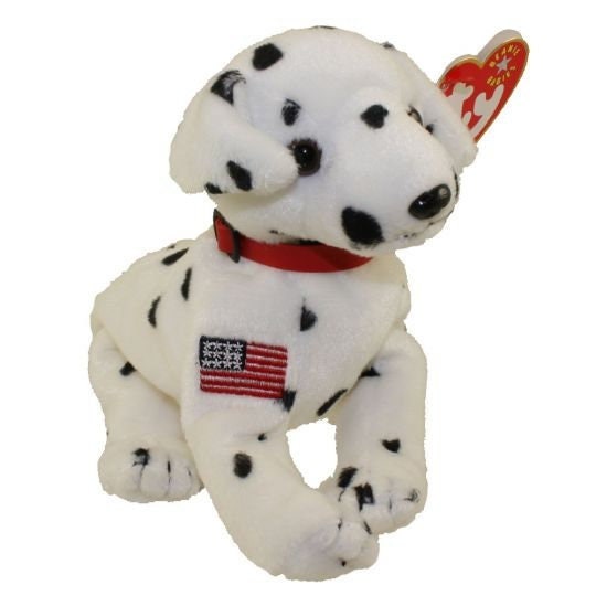 RESCUE the FDNY Dalmatian Dog Ty Beanie Baby Beanbag Plush - New with Tags Vintage Retired 07/25/2002