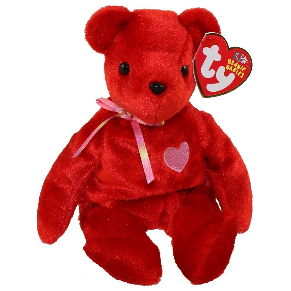 KISS-e the Bear Ty Beanie Baby Beanbag Plush - New with Tags Vintage Retired