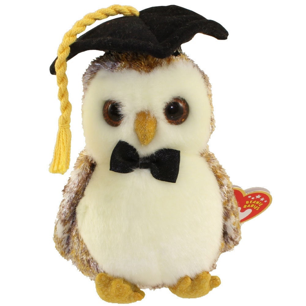 SMARTER the Owl Ty Beanie Baby Beanbag Plush - New with Tags Vintage Retired