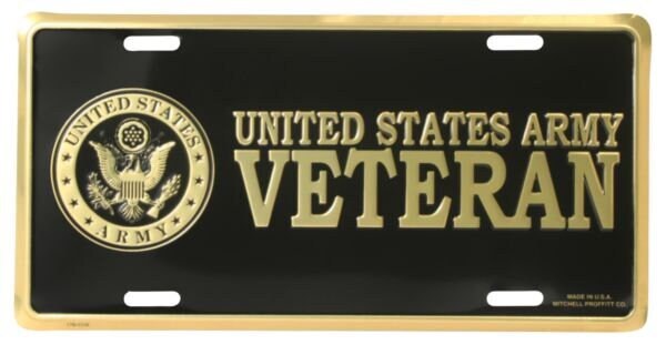 U.S. ARMY Veteran Metal License Plate - Military Vet Veteran - United States ARMY Craft Supply