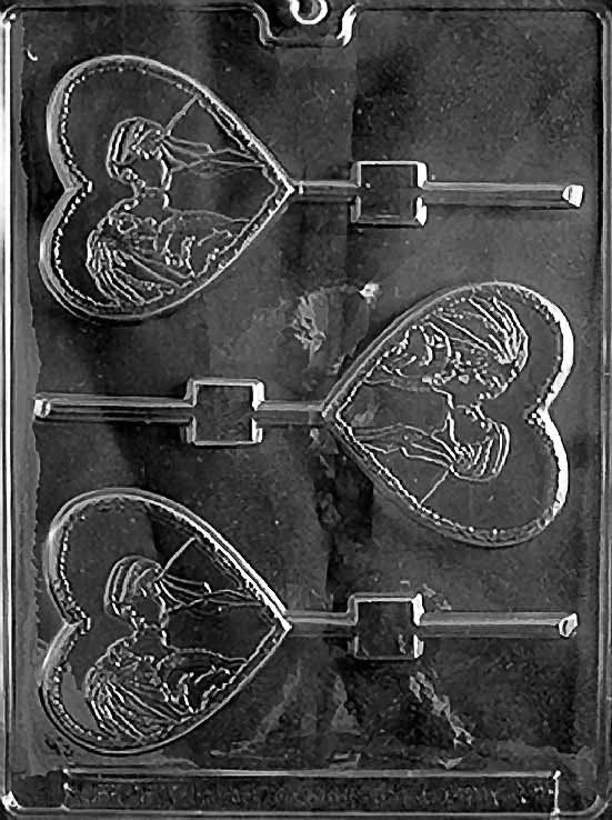 BRIDE AND GROOM Heart Lolly Wedding Sucker Chocolate Candy Mold Craft Supply