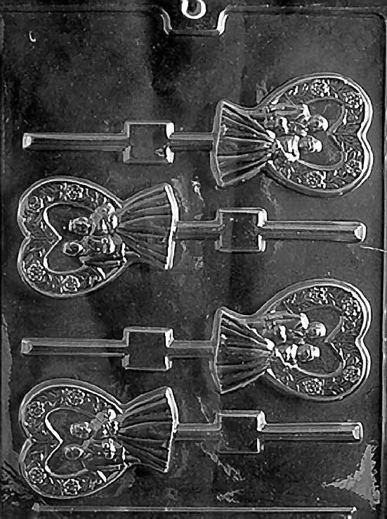 HEART BRIDE & GROOM Lolly Wedding Sucker Chocolate Candy Mold Craft Supply