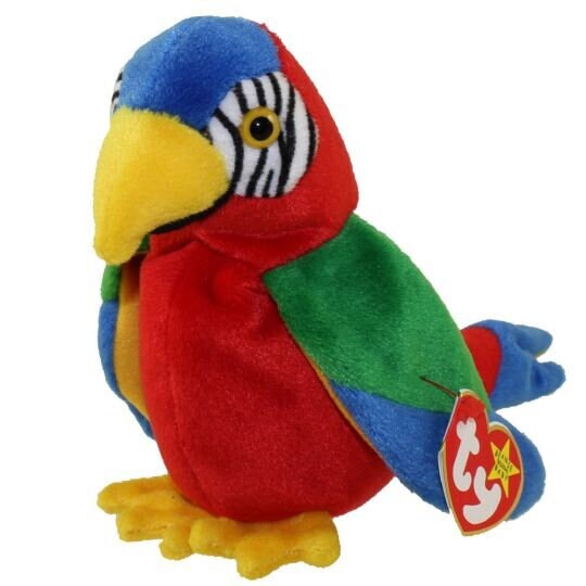 JABBER the Parrot Ty Beanie Baby Retired Beanbag Plush - New with Tags Vintage 1990s