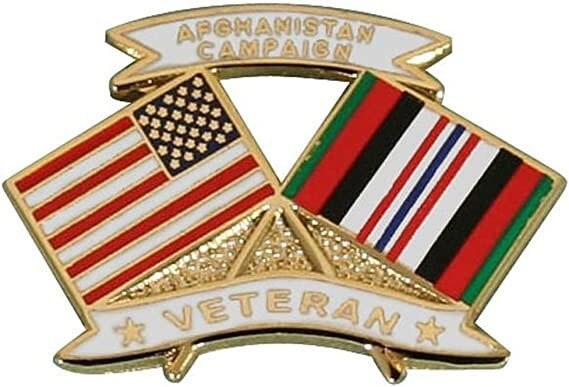 Afghanistan Campaign VETERAN Lapel Pin - American Flag Veteran Military Enamel Pin for Backpack Tie Shirt Trading Button Pinback
