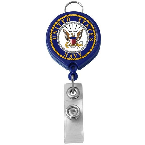 Navy Anchor Retractable Badge Holder - United States Navy ID Holder With Pull Cord USN Craft Supply