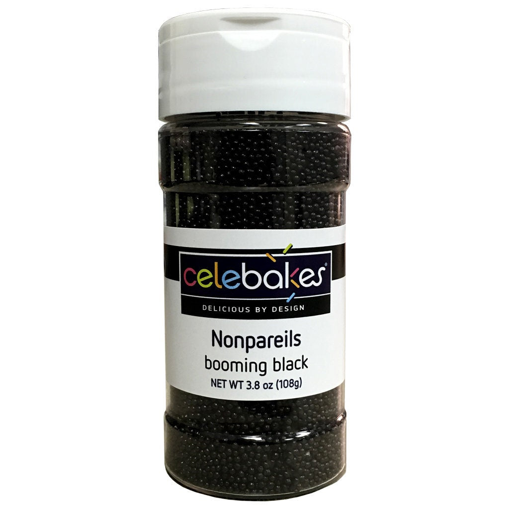 BLACK Nonpareils - Sprinkles For Cupcakes, Cakes, Cookies, Parties - 3.8 oz. Craft Supply