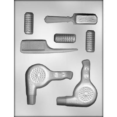 HAIR FIXING TOOLS Chocolate Candy Mold -- Beautician, Hair Dresser, Dryer, Comb, Brush, Craft Supply