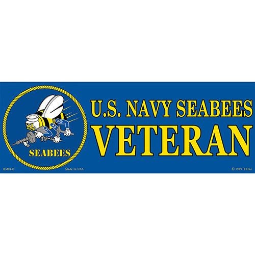 U.S. NAVY SEABEES Veteran Bumper Sticker Decal - United States Navy USN Vets Military Navy Marines Army Air Force