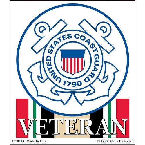 U.S. COAST GUARD Iraqi Freedom Veteran Clear Decal Sticker - USCG Iraq Ribbon Veteran Clear Decal For Car Truck Window Vehicle Craft Supply