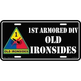 ARMY 1ST ARMORED DIVISION Metal License Plate - Military Vet Veteran United States Army Old Ironsides First Craft Supply