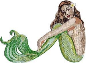 Mermaid Surfing Patch - Folklore Aquatic Embroidered Patch Applique