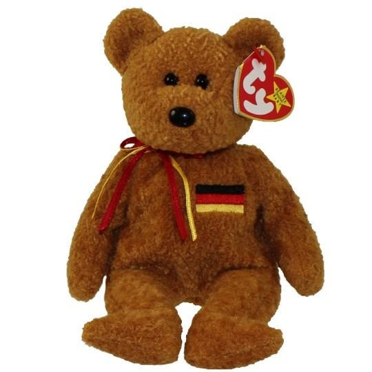 GERMANIA the Bear Ty Beanie Baby Retired Beanbag Plush - New with Tags Vintage 1990s-German writing on tag.