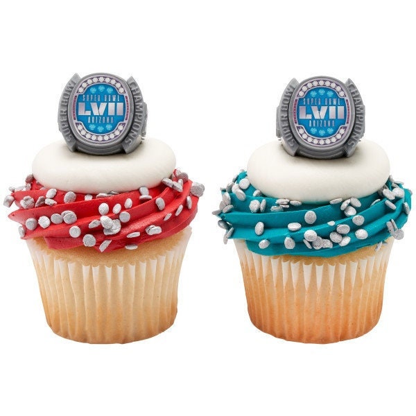 SUPER BOWL 57 LVII  Cupcake Rings Nfl Cake Toppers for Superbowl Party Decoration Football Craft Supply