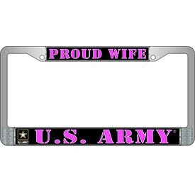 ARMY WIFE Pink Metal Chrome License Plate Frame United States U.S. Army Craft Supply