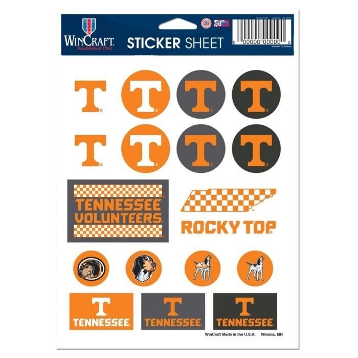 Wincraft TENNESSEE VOLUNTEERS Sticker Sheet Decal - Vinyl Die-Cut Decal Stickers Set University of Tennessee Craft Supply