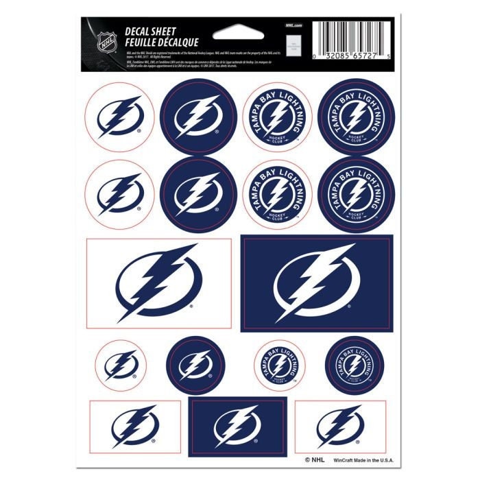 Wincraft TAMPA BAY LIGHTNING Sticker Sheet Decal - Vinyl Die-Cut Decal Stickers Set Hockey Craft Supply