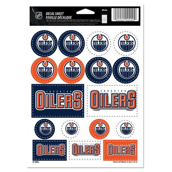 Officially Licensed EDMONTON OILERS Sticker Sheet Decal - Vinyl Die-Cut Decal Stickers Set Hockey Craft Supply