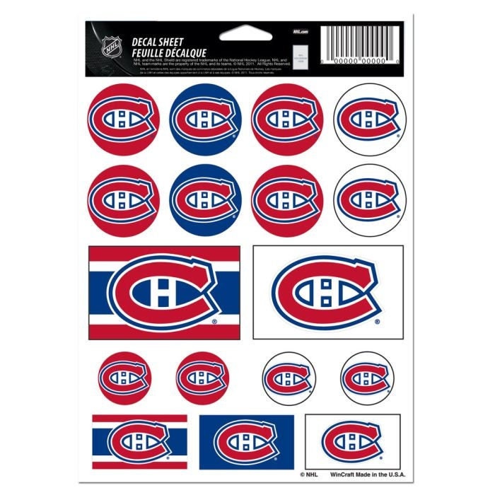Wincraft MONTREAL CANADIENS Sticker Sheet Decal - Vinyl Die-Cut Decal Stickers Set Hockey Craft Supply