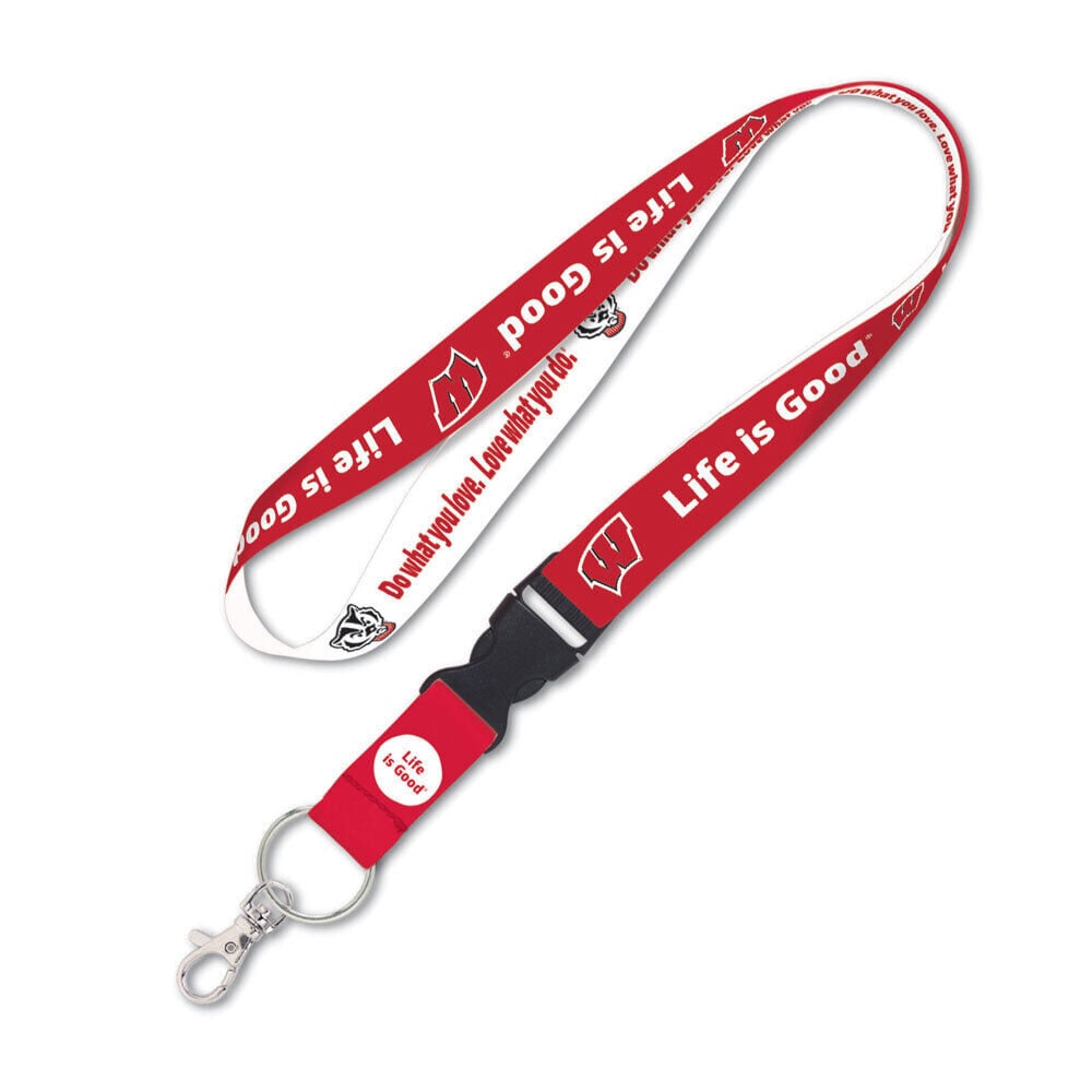 Wincraft WISCONSIN UNIVERSITY Lanyard W/Detachable Buckle - Life Is Good Wisconsin Badgers Alumni Keychain Key Holder Craft Supply