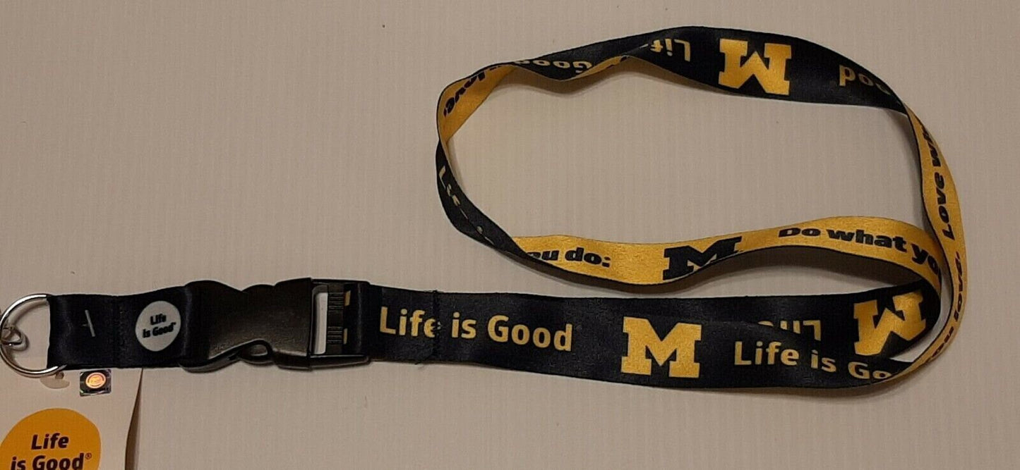 Wincraft MICHIGAN WOLVERINES Lanyard W/Detachable Buckle - Life Is Good University of Michigan Alumni Keychain Key Holder Craft Supply